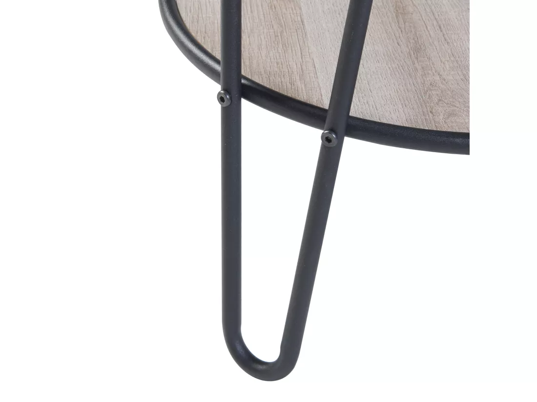 Table d'appoint Ylöjärvi avec étagère métal MDF 61 x 44 x 44 cm noir effet chêne [en.casa]