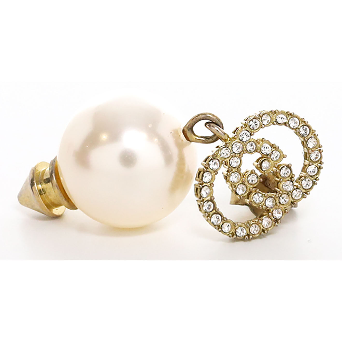 Gucci Boucles d'oreilles GG Métal Perles & Strass dorées - Très bon état