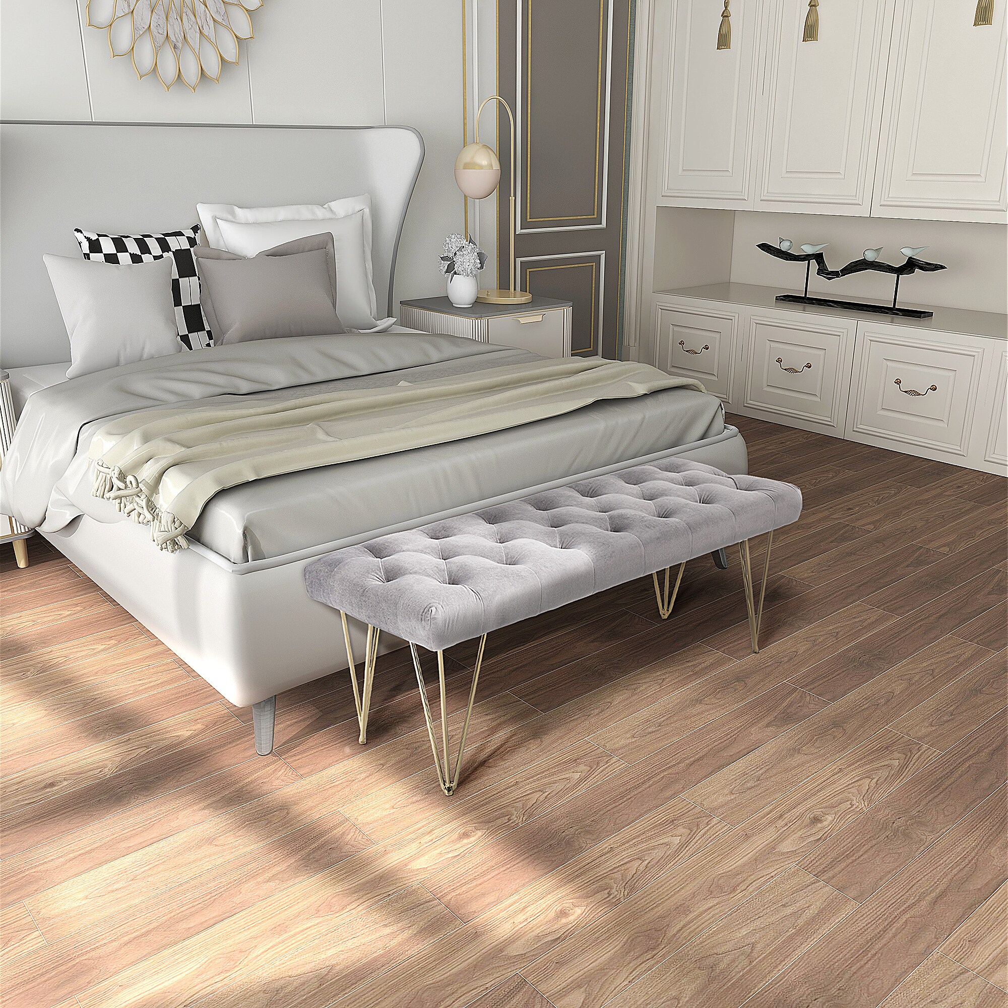 HOMCOM Sitzbank im eleganten Design grau 116 x 44,5 x 49 cm (BxTxH)