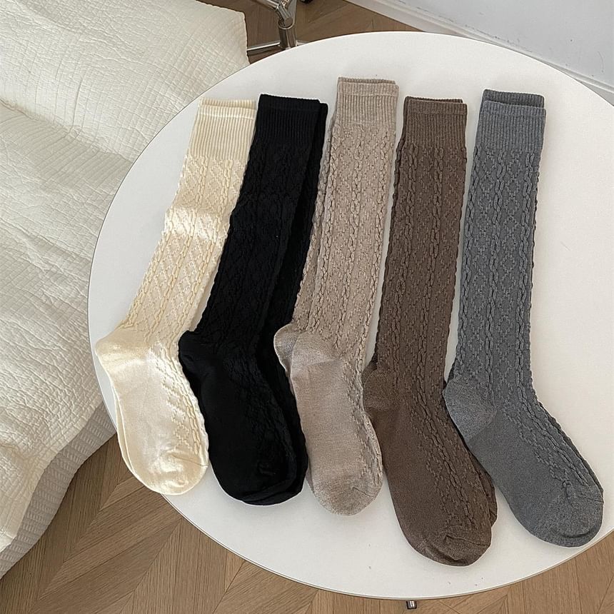 Loverly - Effen jacquard kniekousen