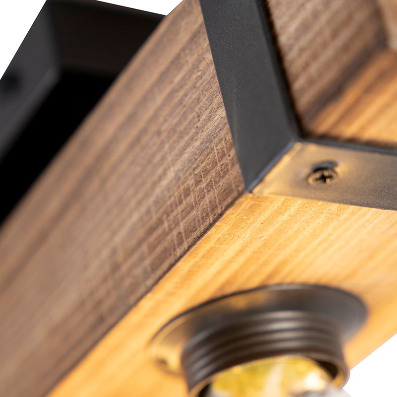 Smart industriële plafondlamp hout met staal incl. 4 wifi A60 - Reena