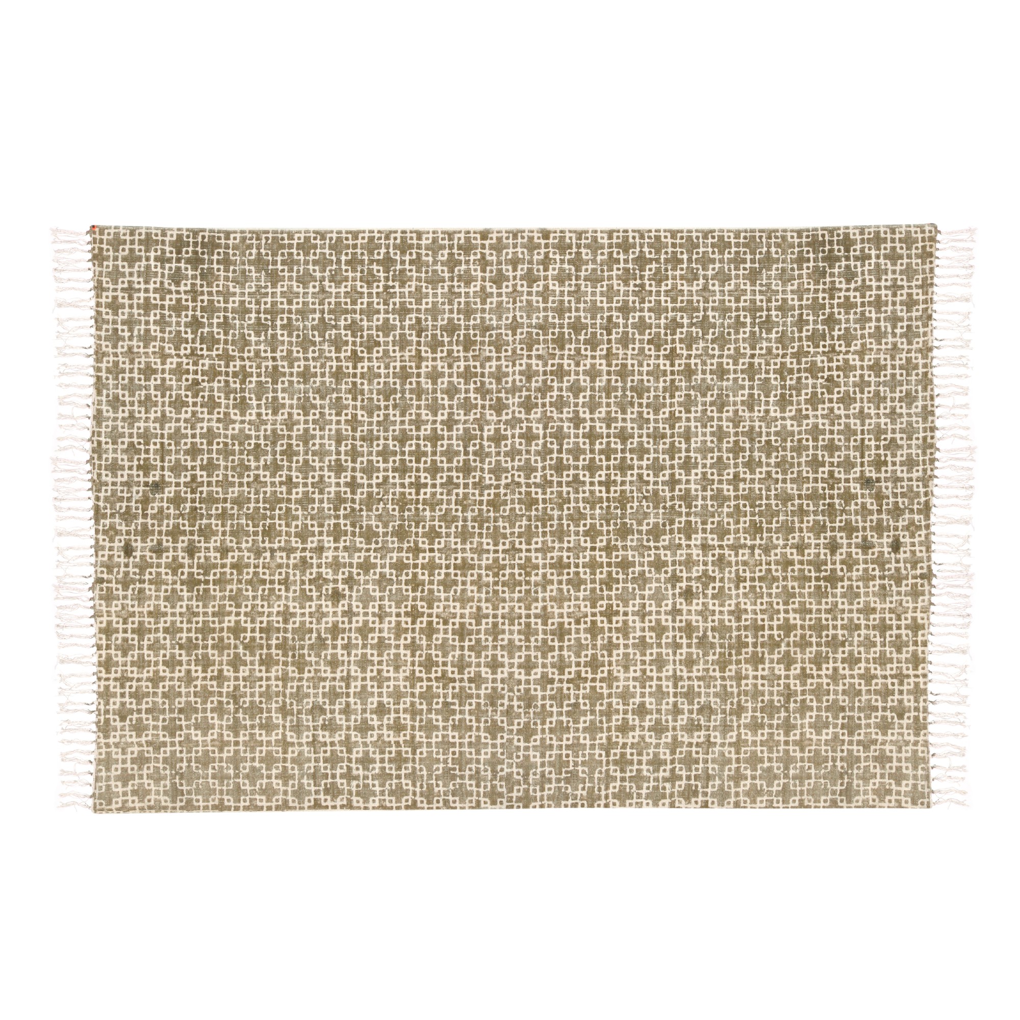 Teppich 'Paasa', handbedruckt, weiß, braun, T 140 cm, B 200 cm von fischer's lagerhaus