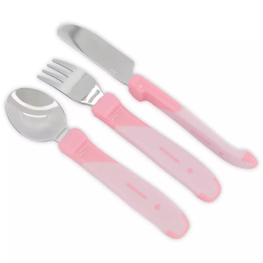 TWISTSHAKE Esslern-Besteck aus Edelstahl in pastell rosa