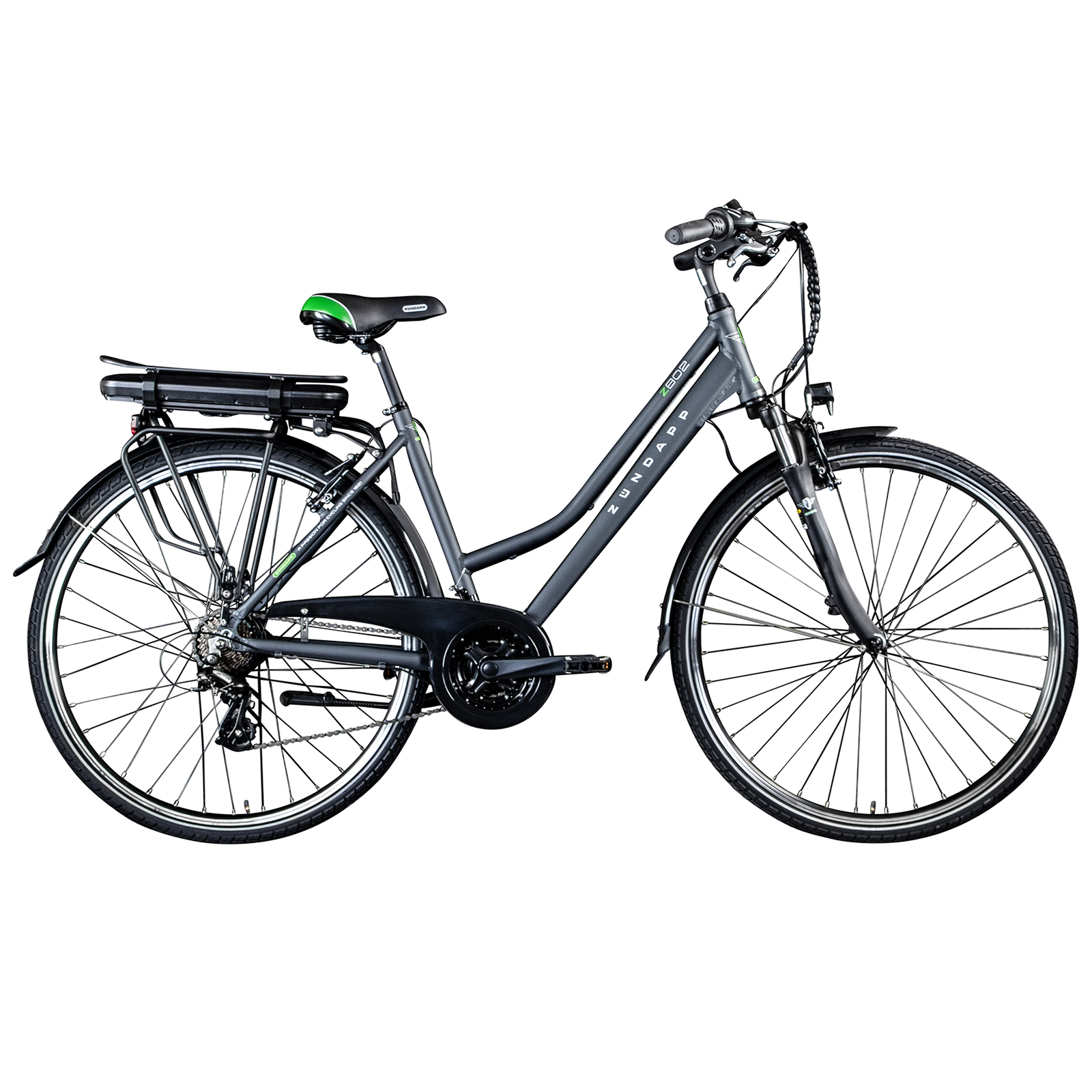 ZÜNDAPP E-Trekkingbike Damen Z802 - grau-grün - 28