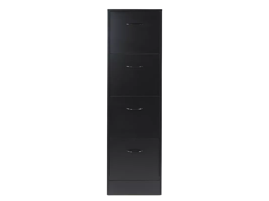 Classeur 4 Tiroirs pour 100 Dossiers Suspendus L 41,4 H 140,4 P 44 cm - Coloris: Noir