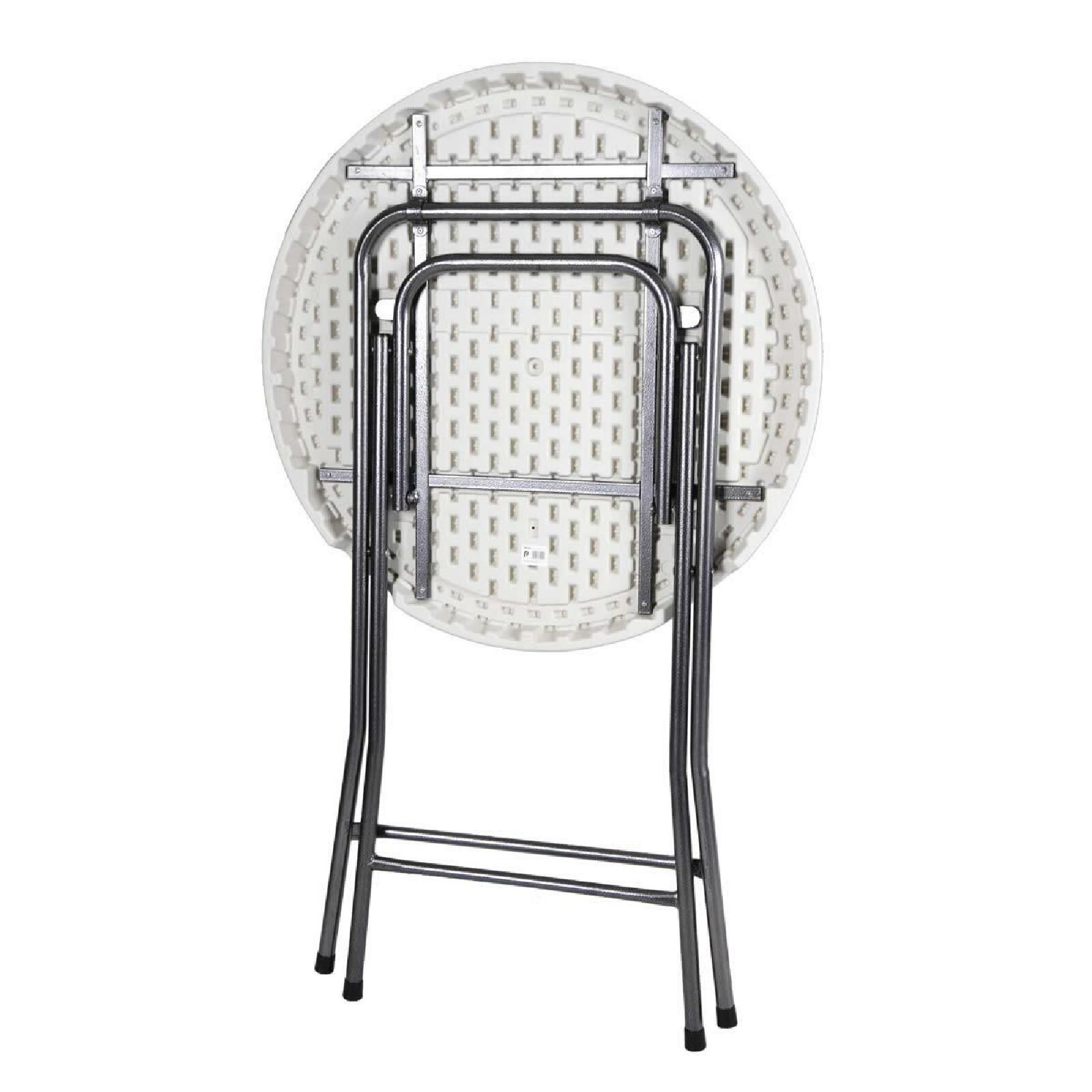 VCM Partytisch Stehtisch klappbar mit Husse weiß Bistrotisch Bartisch 110 cm rund