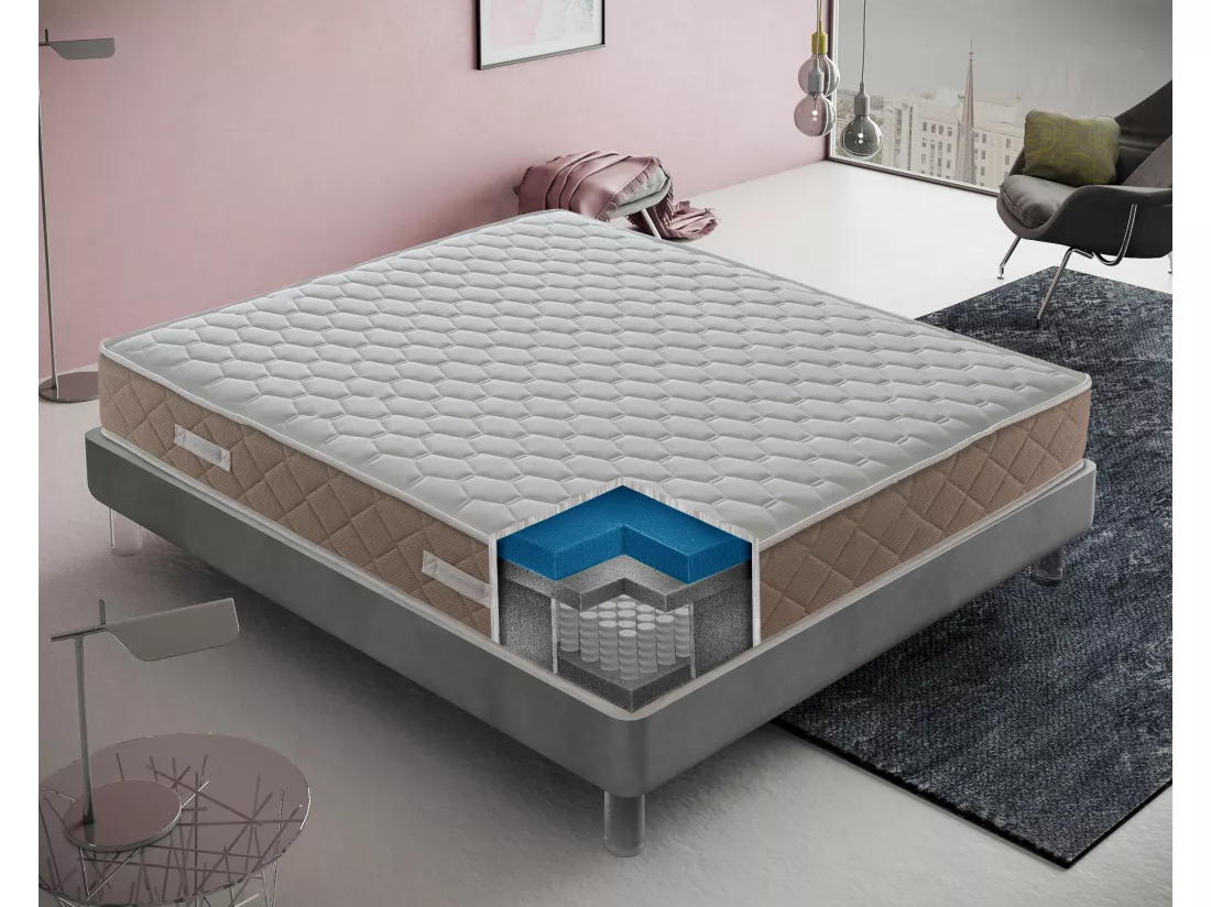 Matelas à ressorts ensachés et mousse à mémoire de forme, Gold Relax, hauteur 25 cm, gel à mémoire de 4 cm 100x190 cm