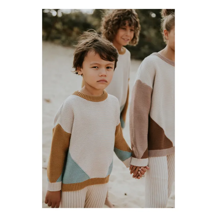 Yuki Pull Chunky Coton Bio Color Block | Beige