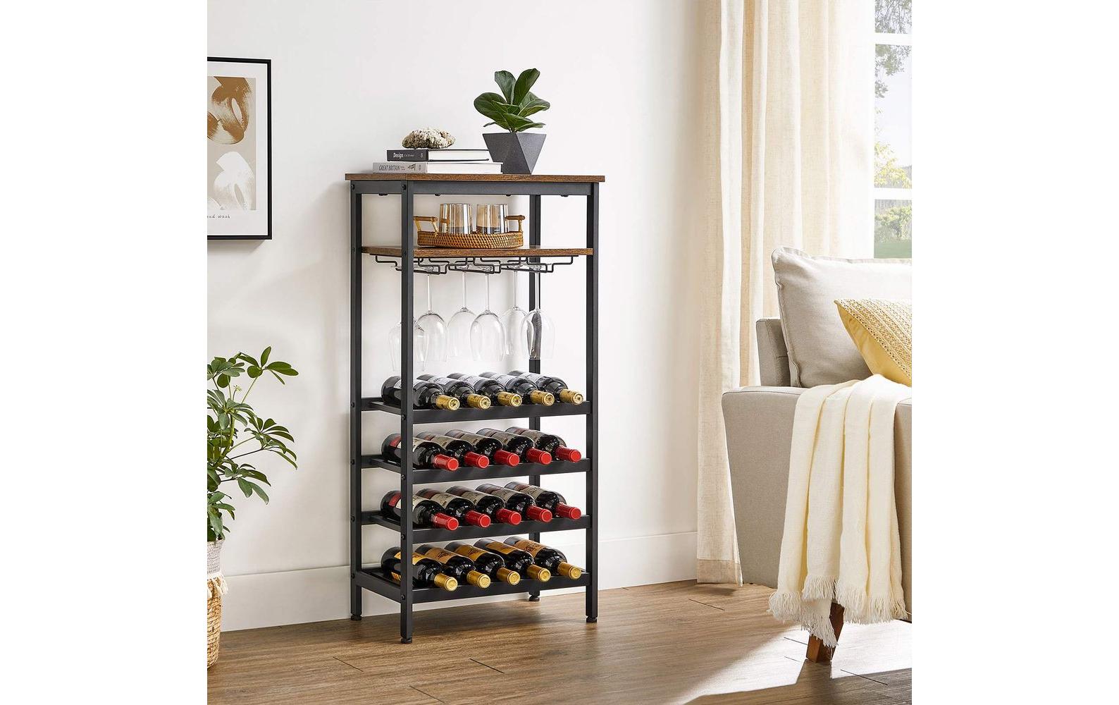 Weinregal 32 cm x 50 cm, Braun/Schwarz<br>Weinflaschenhalter