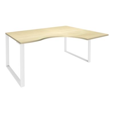 Bureau compact LOFTER - L180 cm - Retour à droite - Plateau imitation Erable - pied Blanc - (pied de renfort obligatoire à rajouter - non inclus)