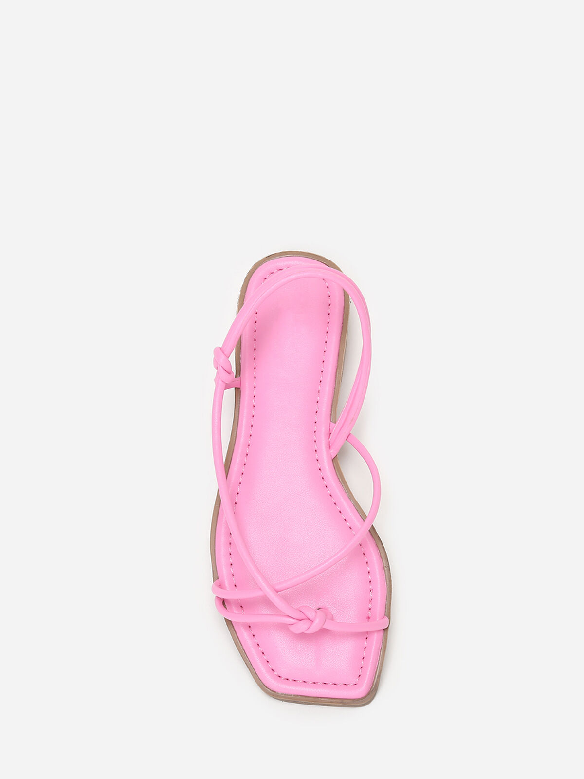 Sandales plates à fines brides nouées- Rose