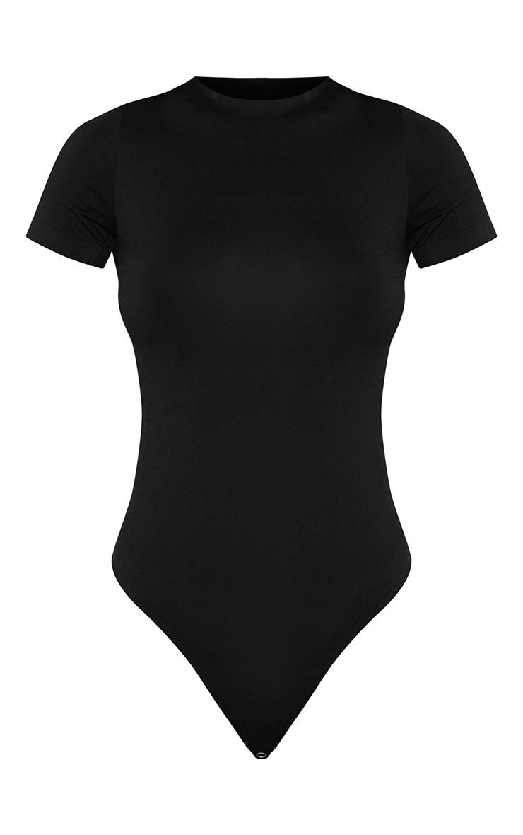 Noir Body Sans Coutures À Manches Courtes Petite