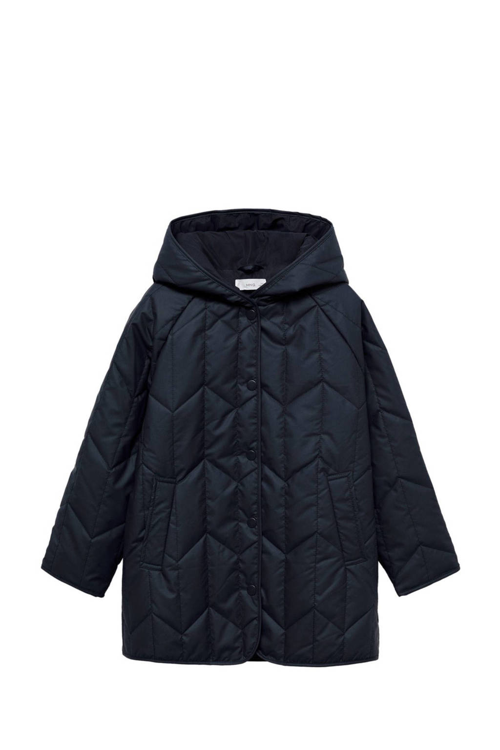 Mango Kids gewatteerde winterjas donkerblauw