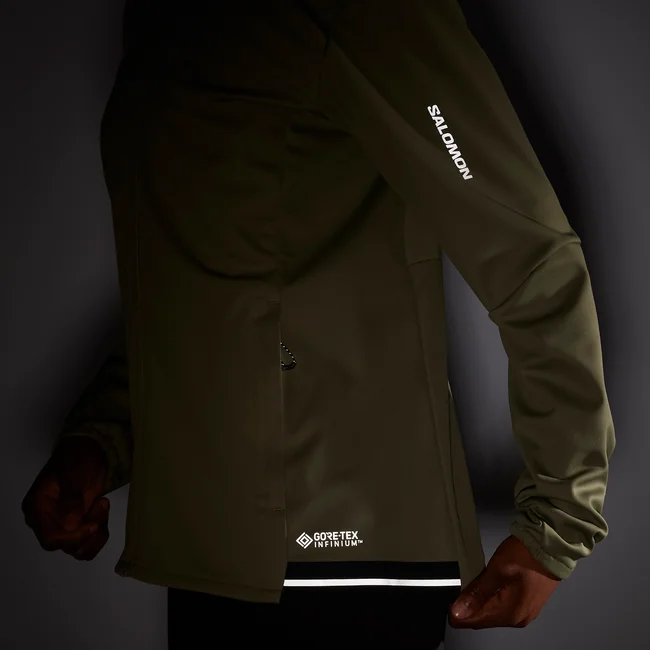 GORE TEX INFINIUM™ WINDSTOPPER®  Windjacke mit Kapuze durchgehendem Reißverschluss Damen DEEPLICHENGREEN