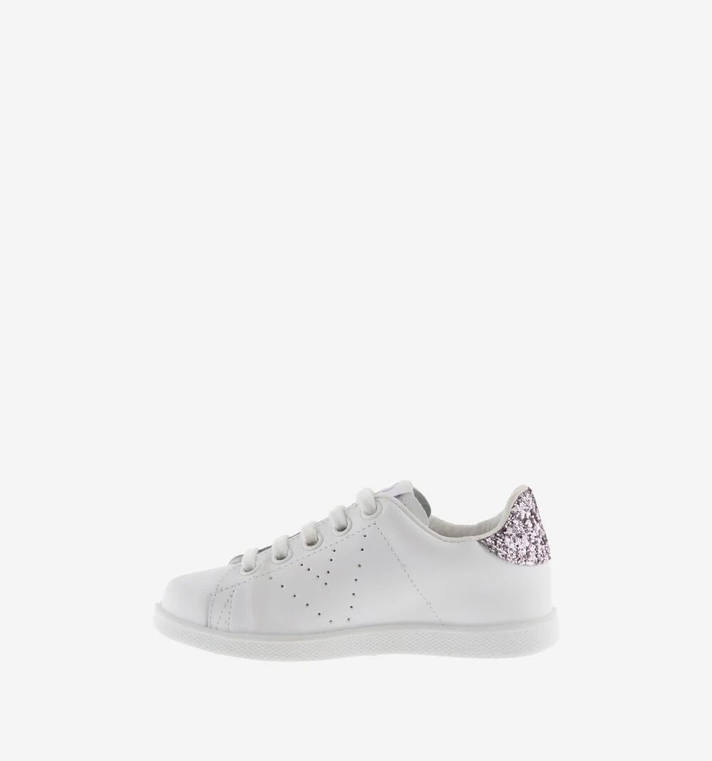 TENIS CUIR & GLITTER Baskets blanches en cuir LIRIO