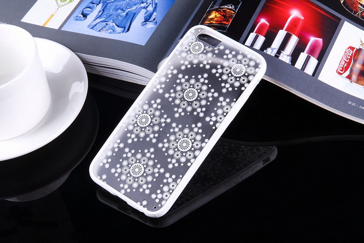 Apple iPhone 6 / 6s Handy Hülle Mandala Case Schutzhülle Motiv Flocken Weiß Neu