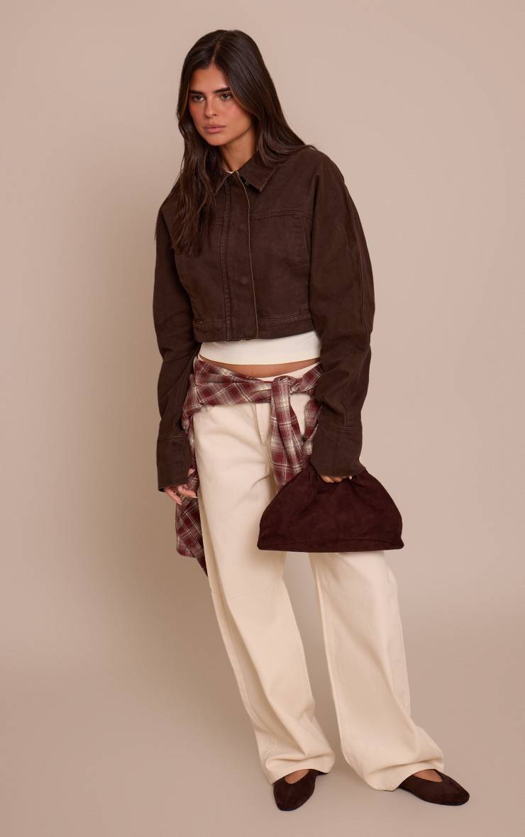 Chocolat Veste En Jean À Patte De Boutonnage Dissimulée