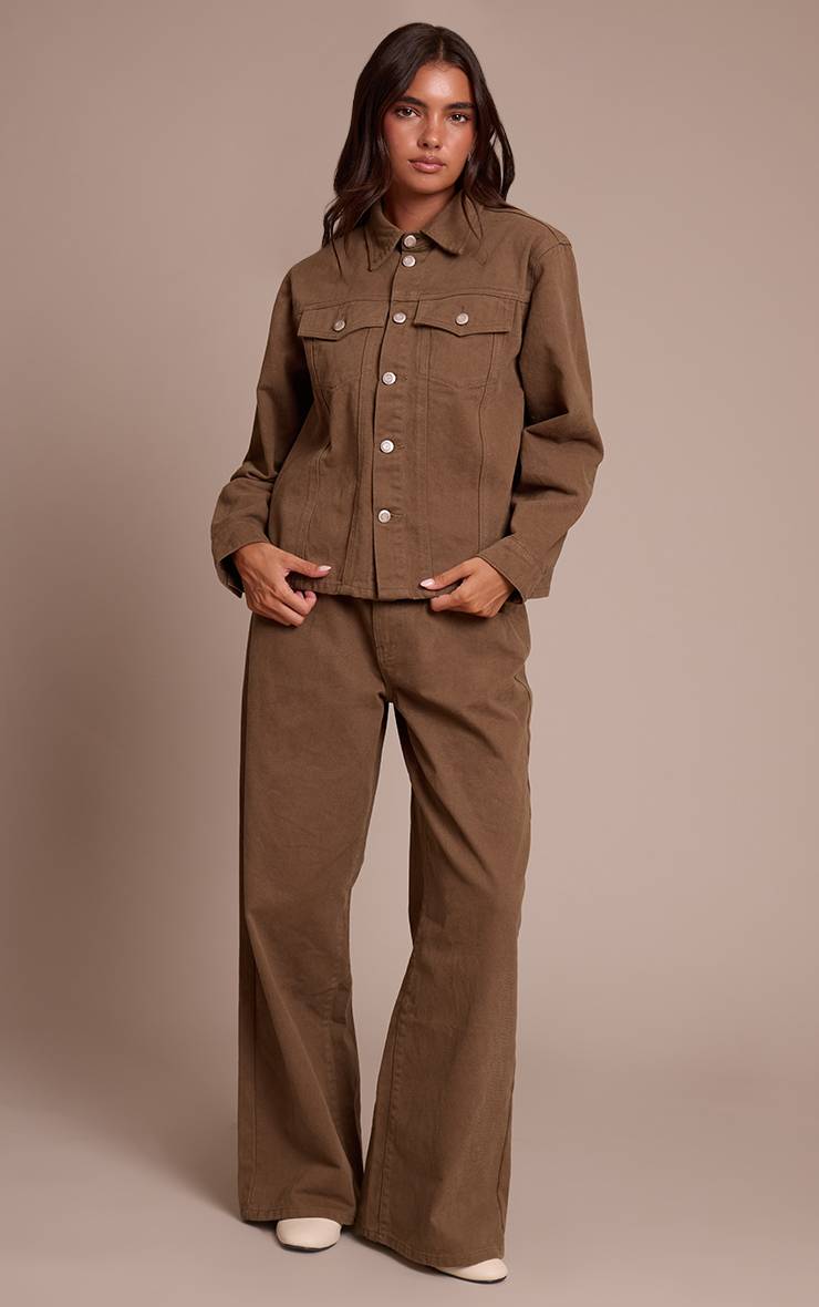 Vert Olive Chemise En Jean Oversize