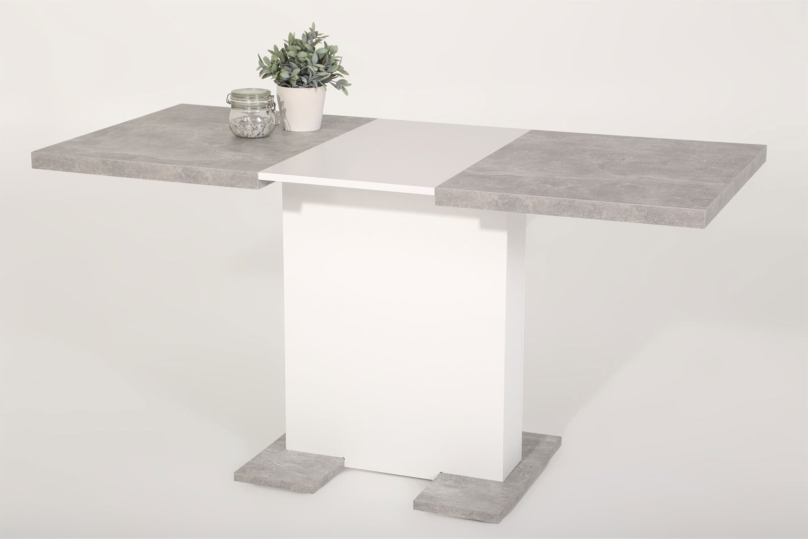 Esstisch BRITT 110-150 x 90 cm weiß /Betonoptik