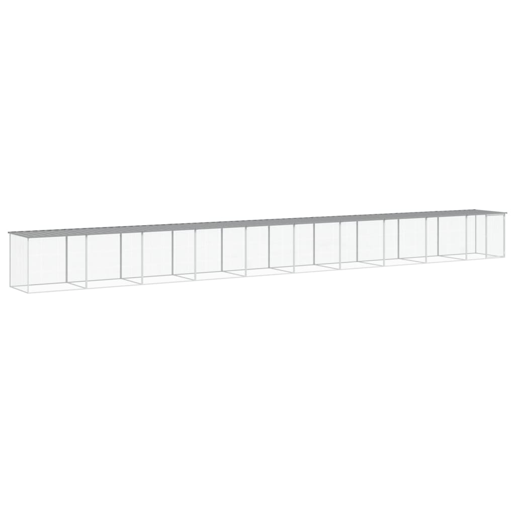 Galinheiro vidaXL com telhado, aço galvanizado, cinza claro, 1003x98x90 cm