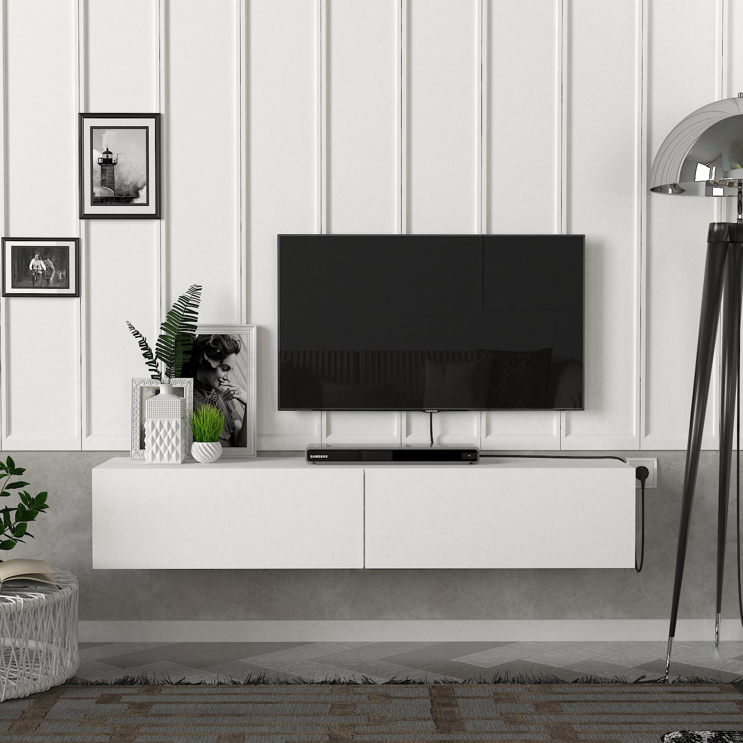 TV Lowboard - weiß - hängend - 135 cm