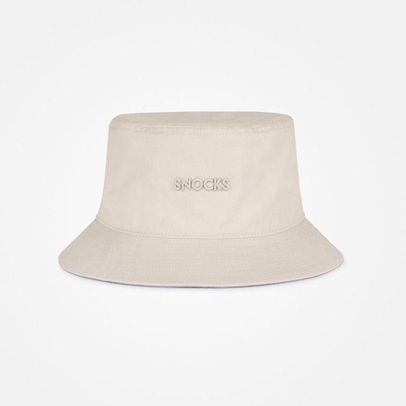 Bucket Hat aus Bio-Baumwolle Beige/Lila