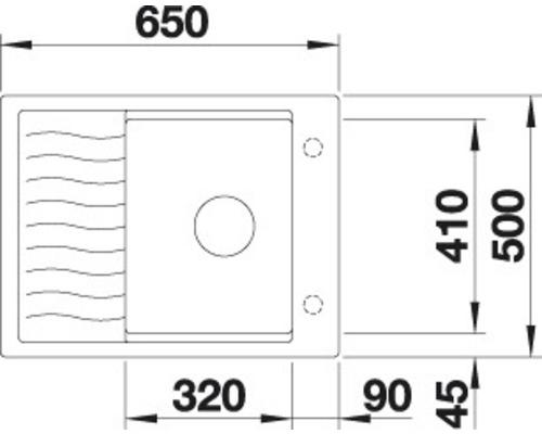 Blanco ELON 45 S spoelbak, 650 x 500 mm, wit, 524818