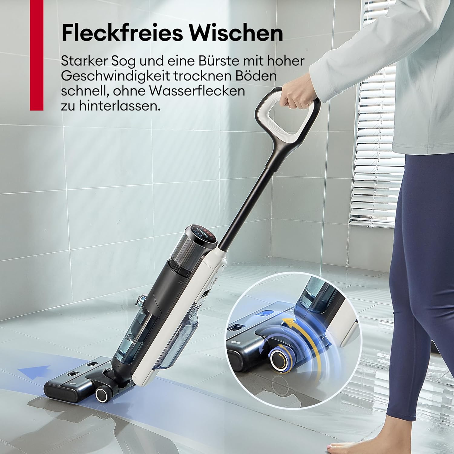 Ultenic Nass Trockensauger akku, Saugwischer Kabellos, 50 Minuten Laufzeit, Selbstreinigungsfunktion, LED-Display, ideal für Hartböden sowie Haushalte mit Haustieren und Kindern