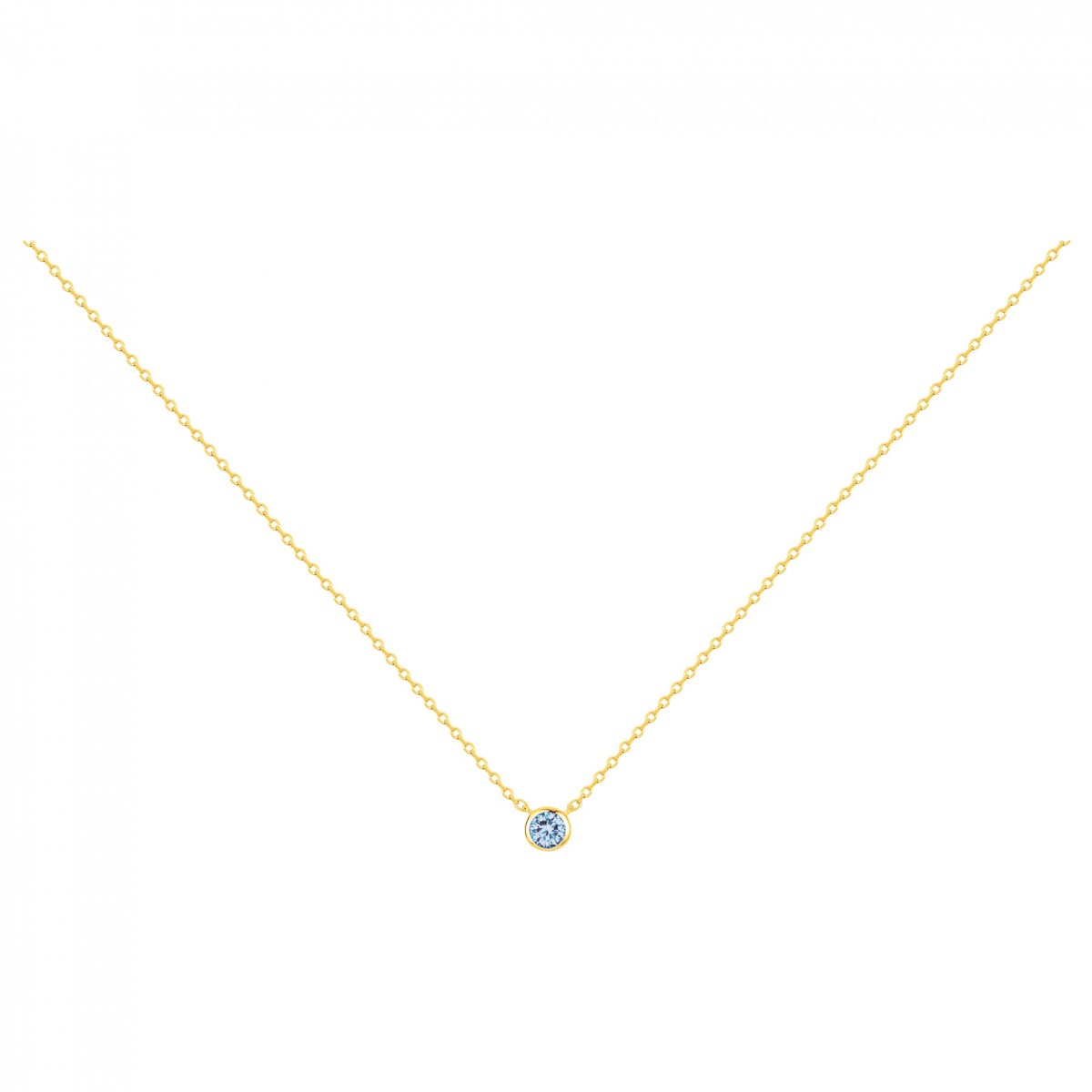 Collier en Plaqué Or avec spinelle bleu topaze