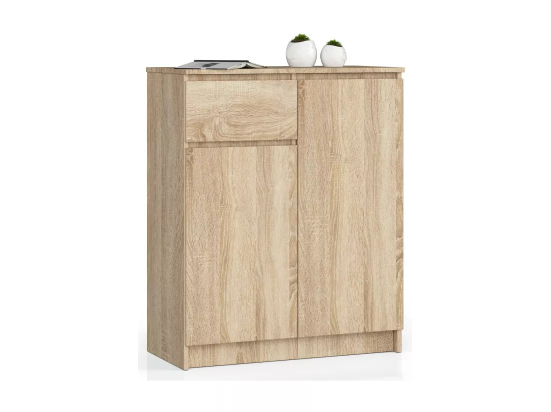 Commode AKORD K80 Chêne Sonoma 80 cm 2 portes 1 tiroir façade Chêne Sonoma 4 étagères 80x40x99 cm