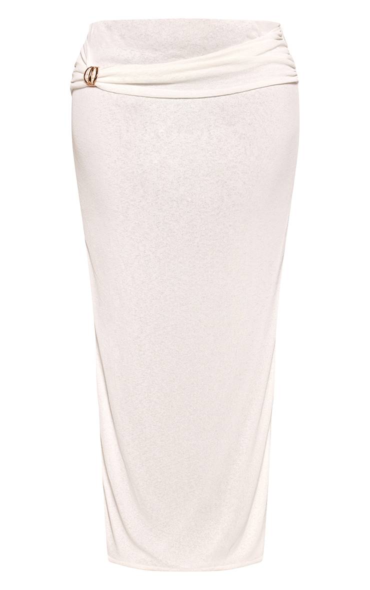 Blanc Jupe Longue Portefeuille Grande Taille En Mesh Dévoré Avec Détails De Bordure