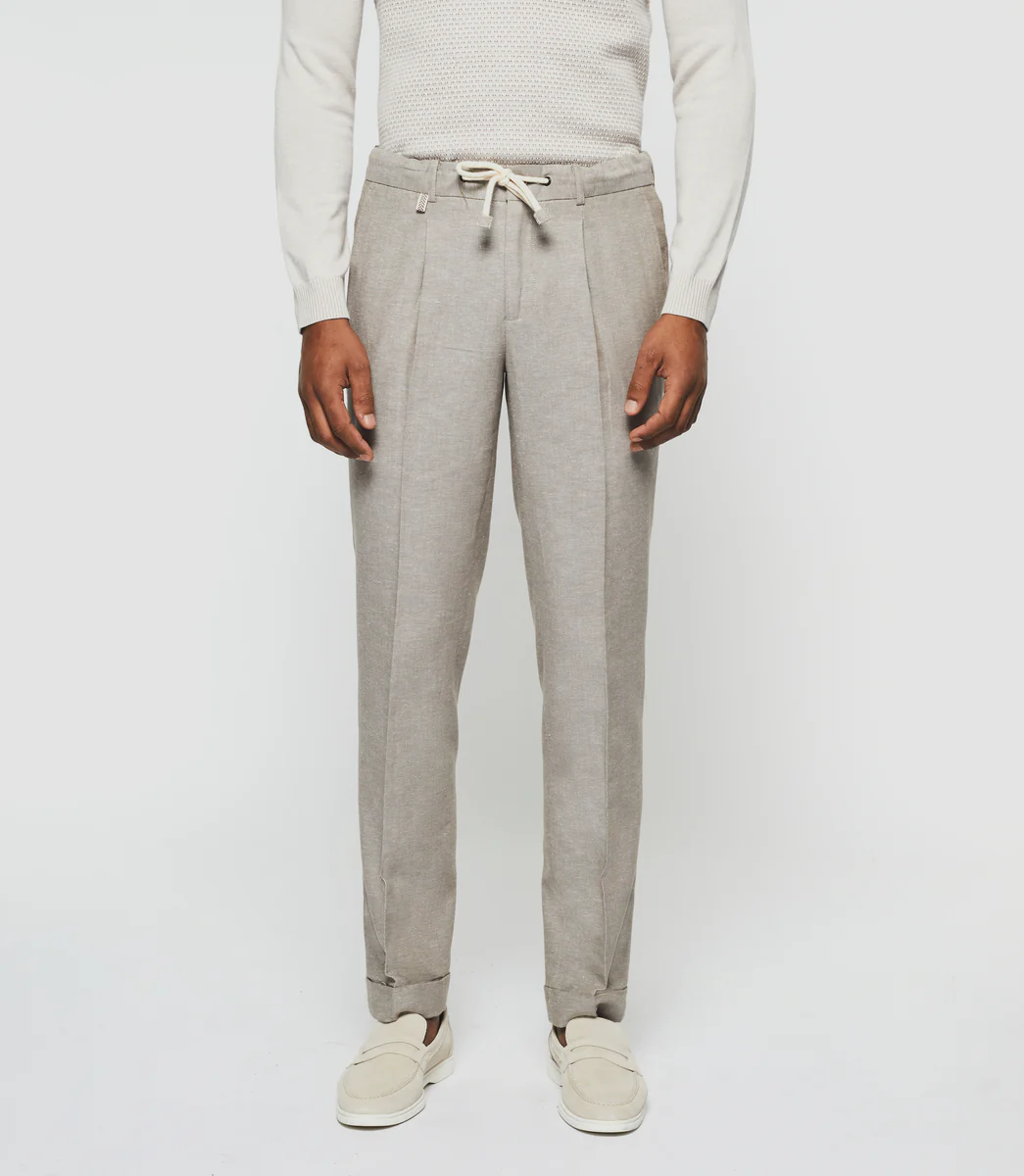 Pantalon ville en lin taupe 