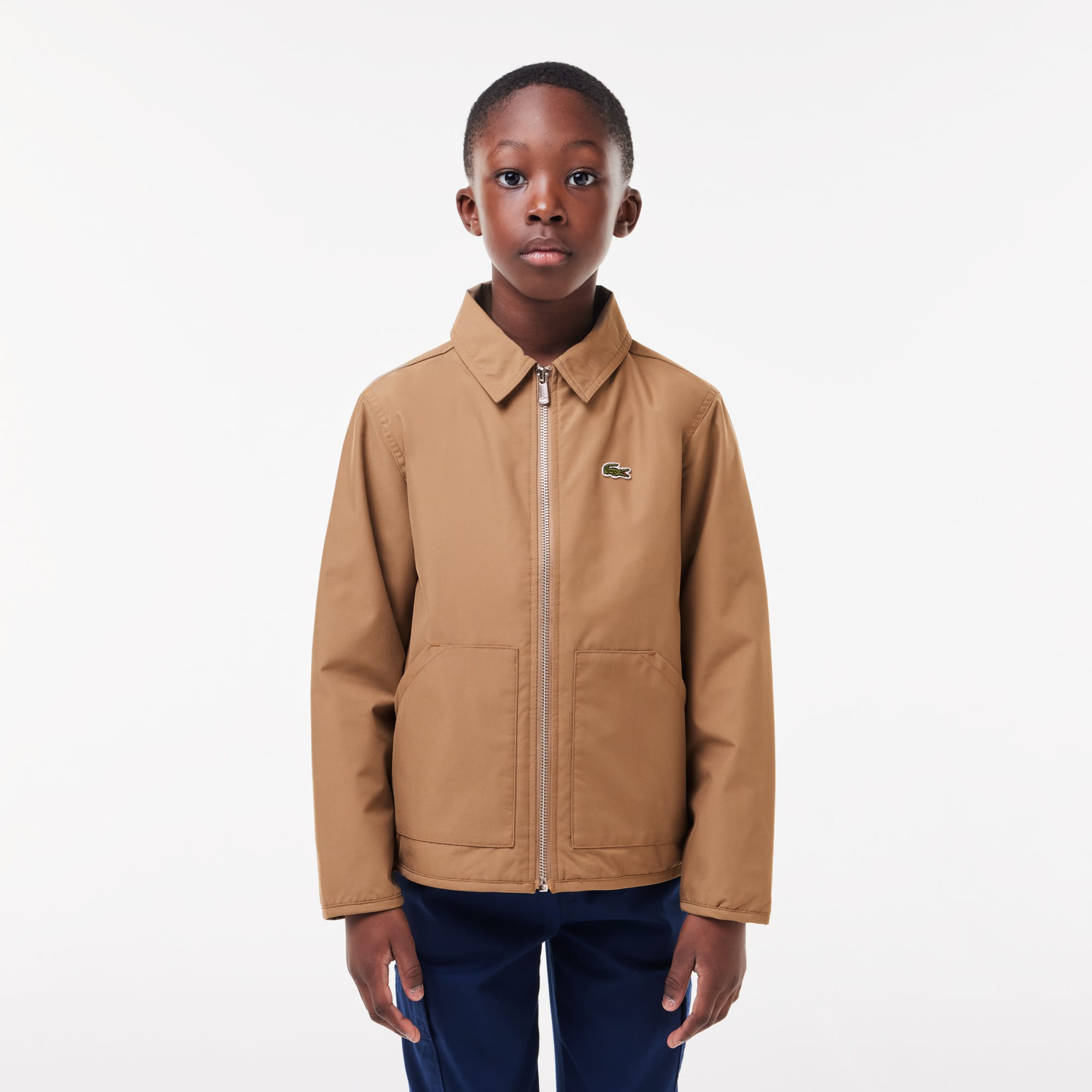 Veste zippée avec poches plaquées en taffetas Manteaux & Blousons - Marron - Lacoste - Garçon