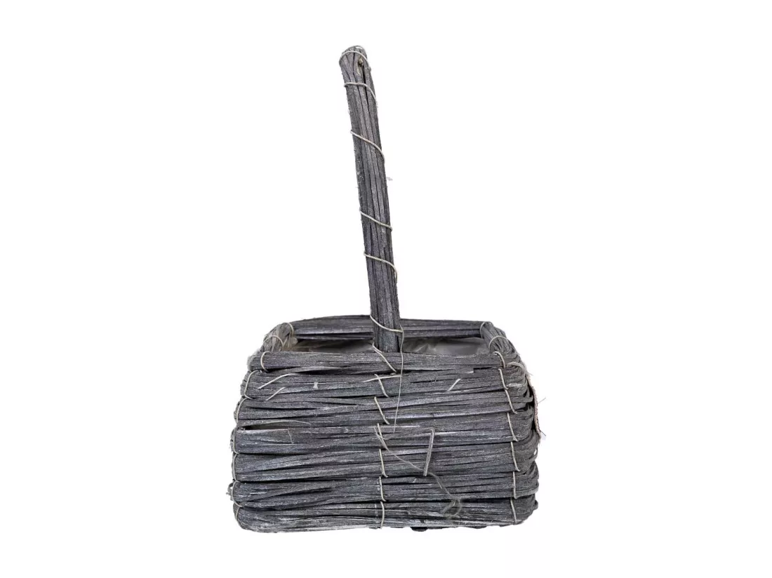 Panier en osier gris 17x17x28h