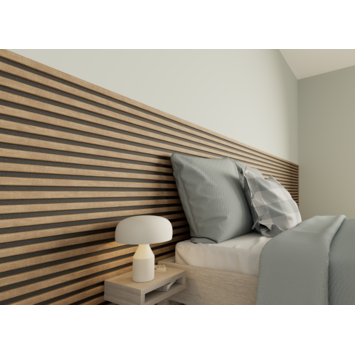 Kleurstaal lattenwand Decowall Acoustic brons eiken 18x30cm