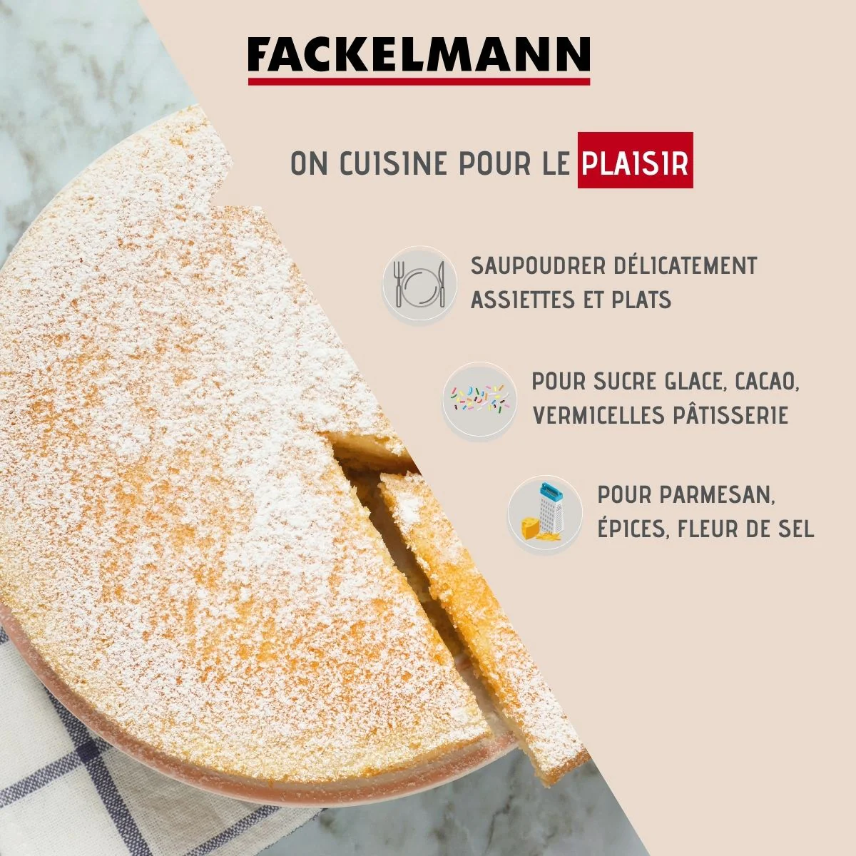 Saupoudreuse en verre et couvercle inox 14 cm Basic Fackelmann