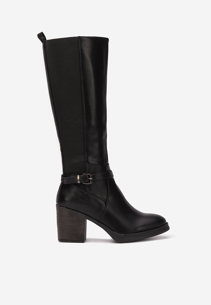 Bottes à talon carré noires Orania