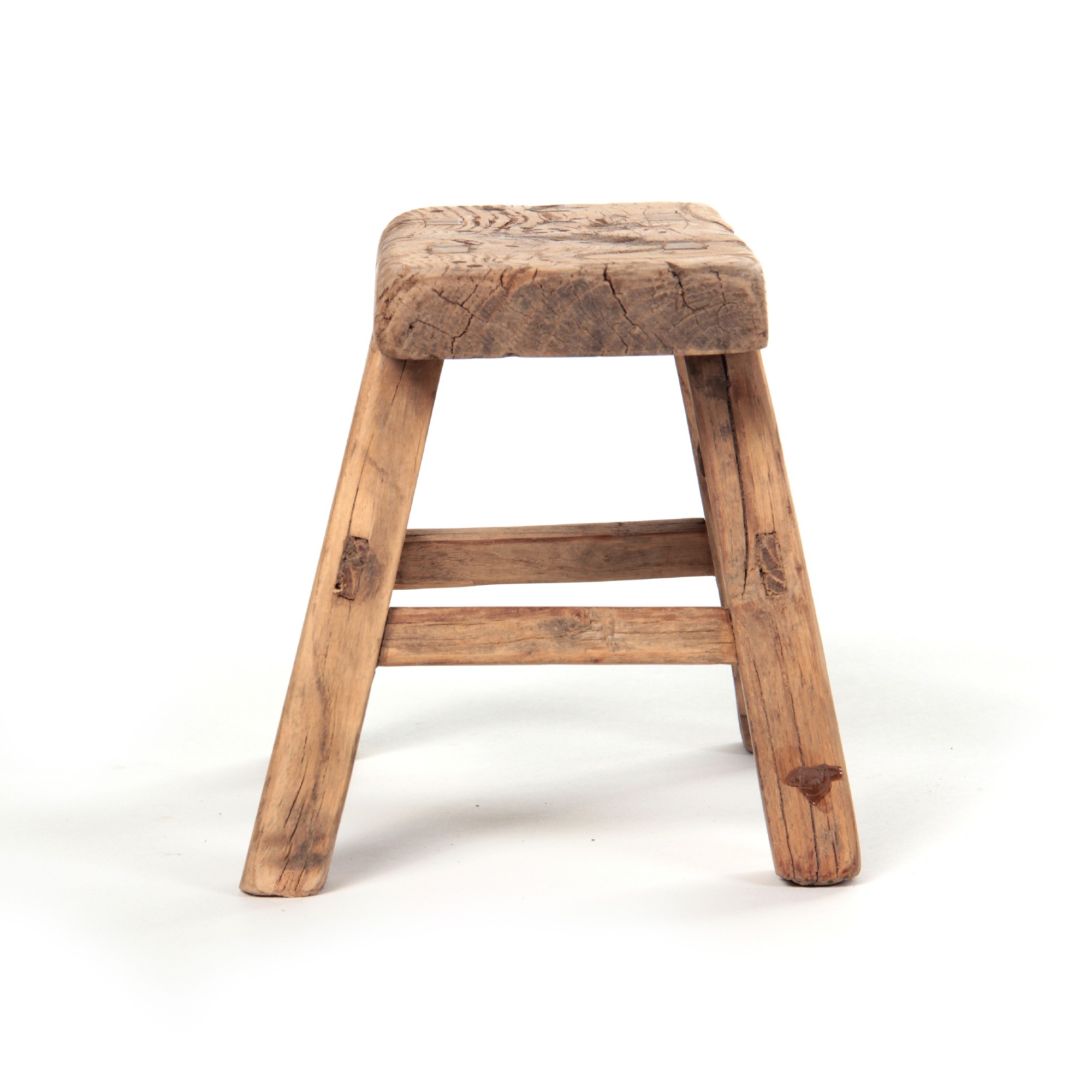 Antiker Holzschemel, natur, B 28 cm, H 21 cm, L 12 cm von fischer's lagerhaus