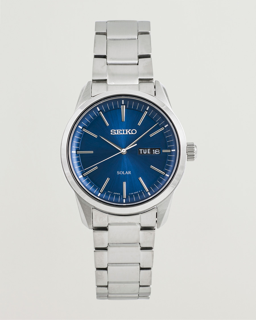 Seiko Solar Steel 40mm Blue Dial