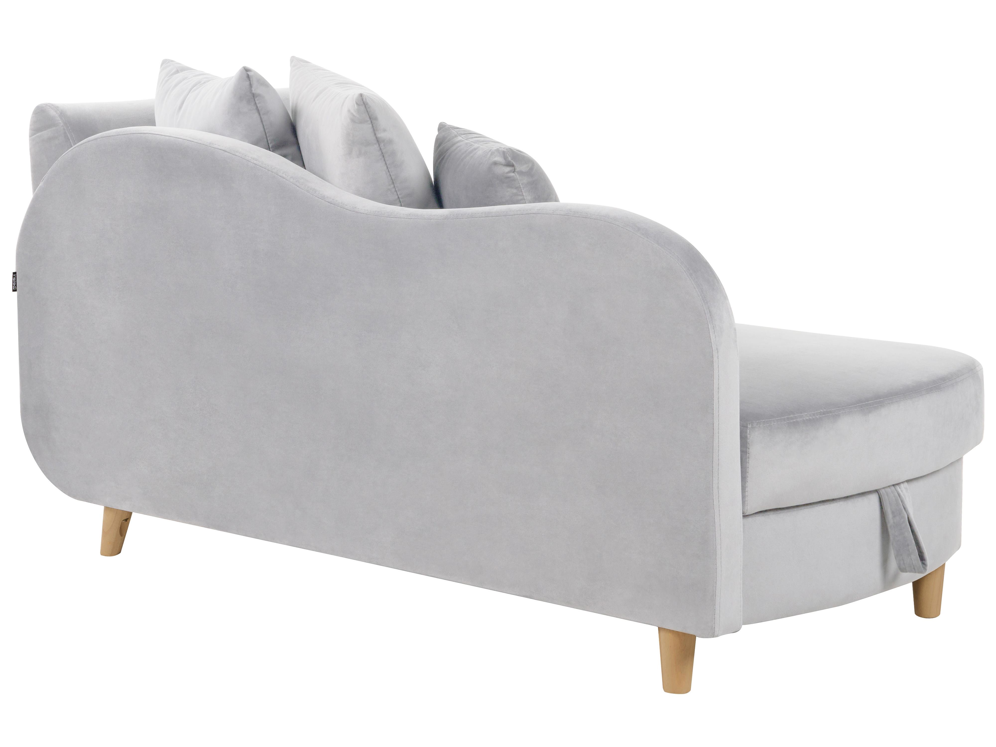 Rechtszijdige chaise longue MERI Fluweel Lichtgrijs met opbergruimte