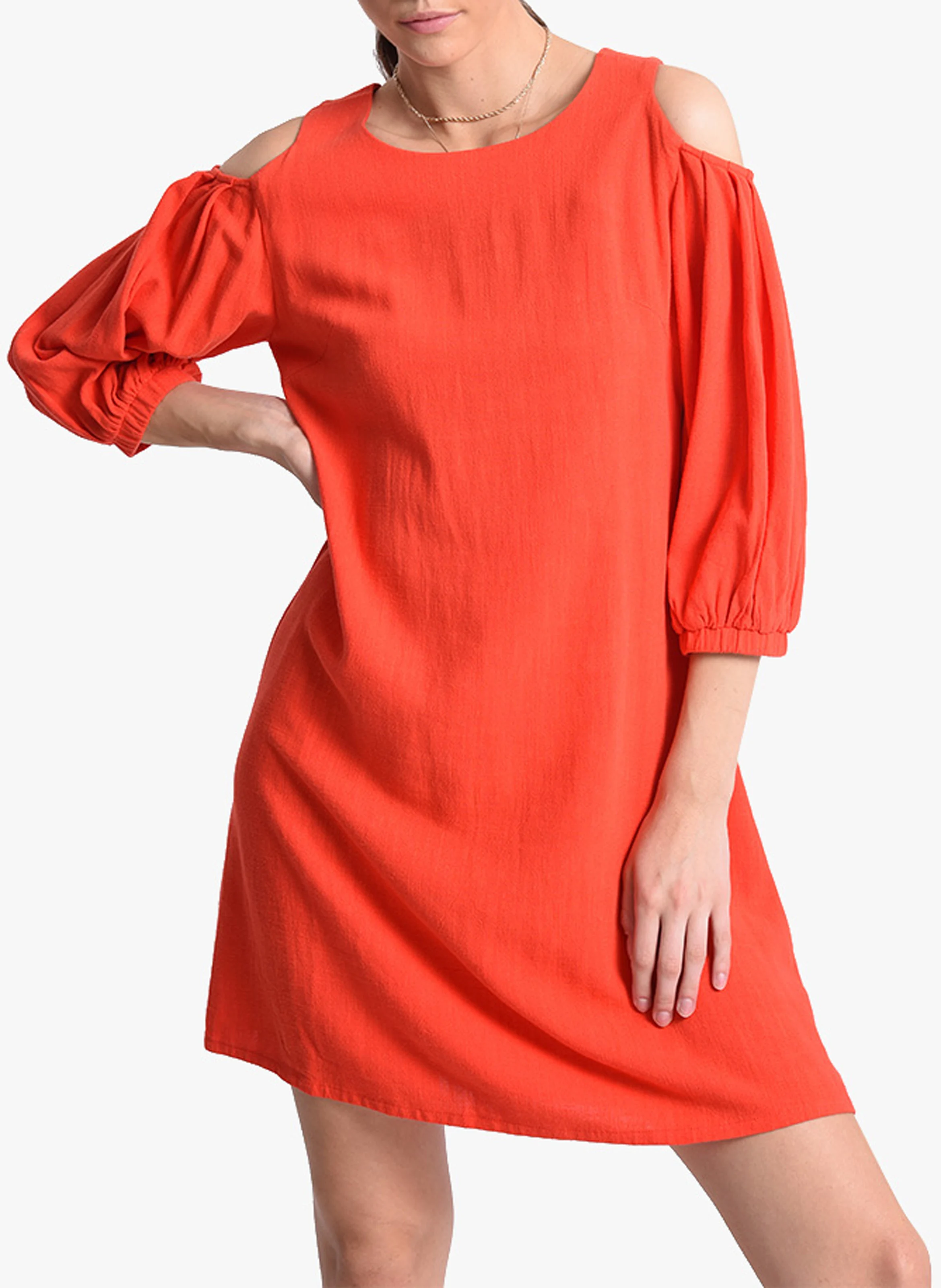 Robe courte à épaule dénudées | Orange