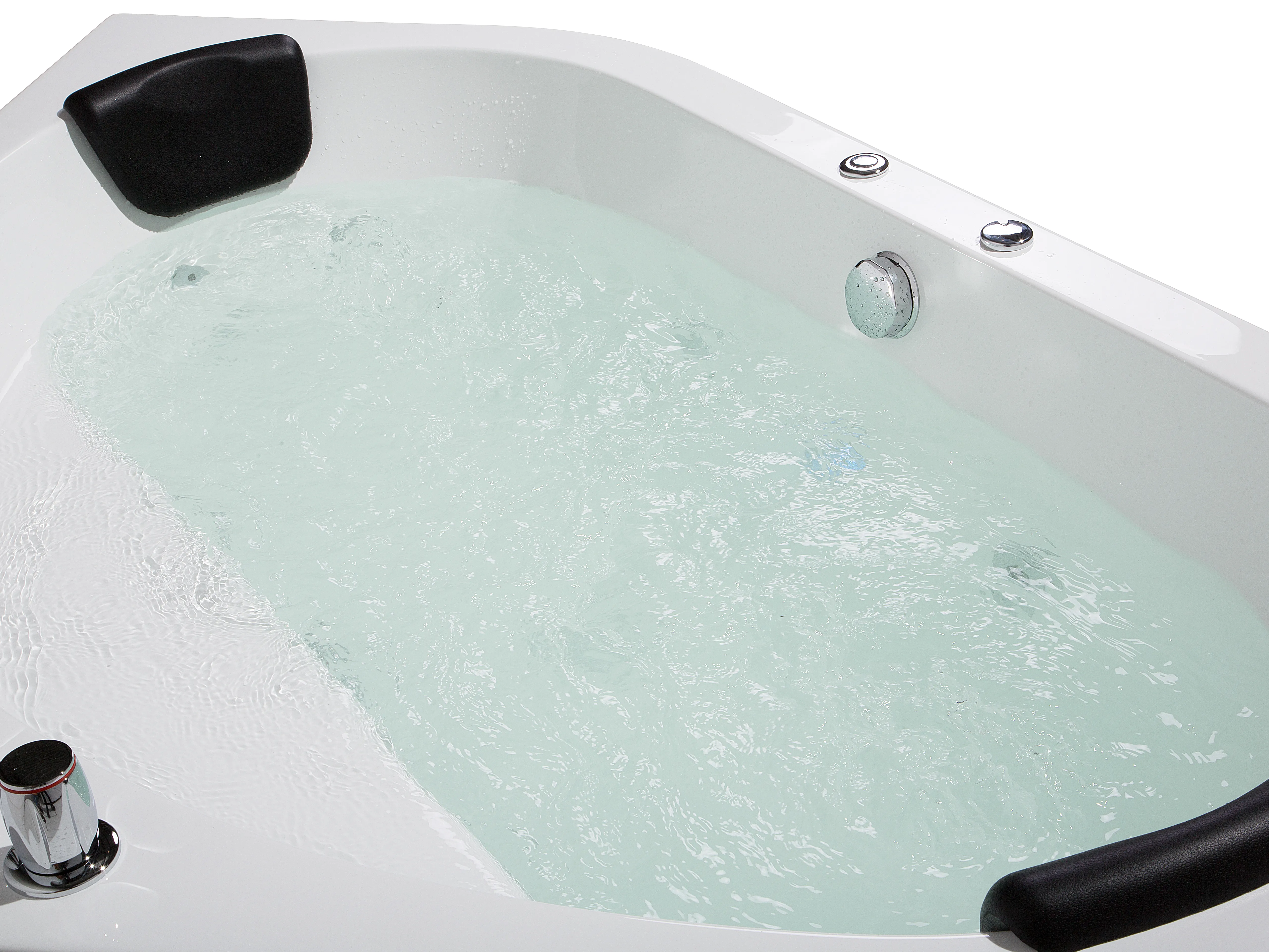 Hoek bubbelbad met LED MEVES 140 x 140 cm Wit