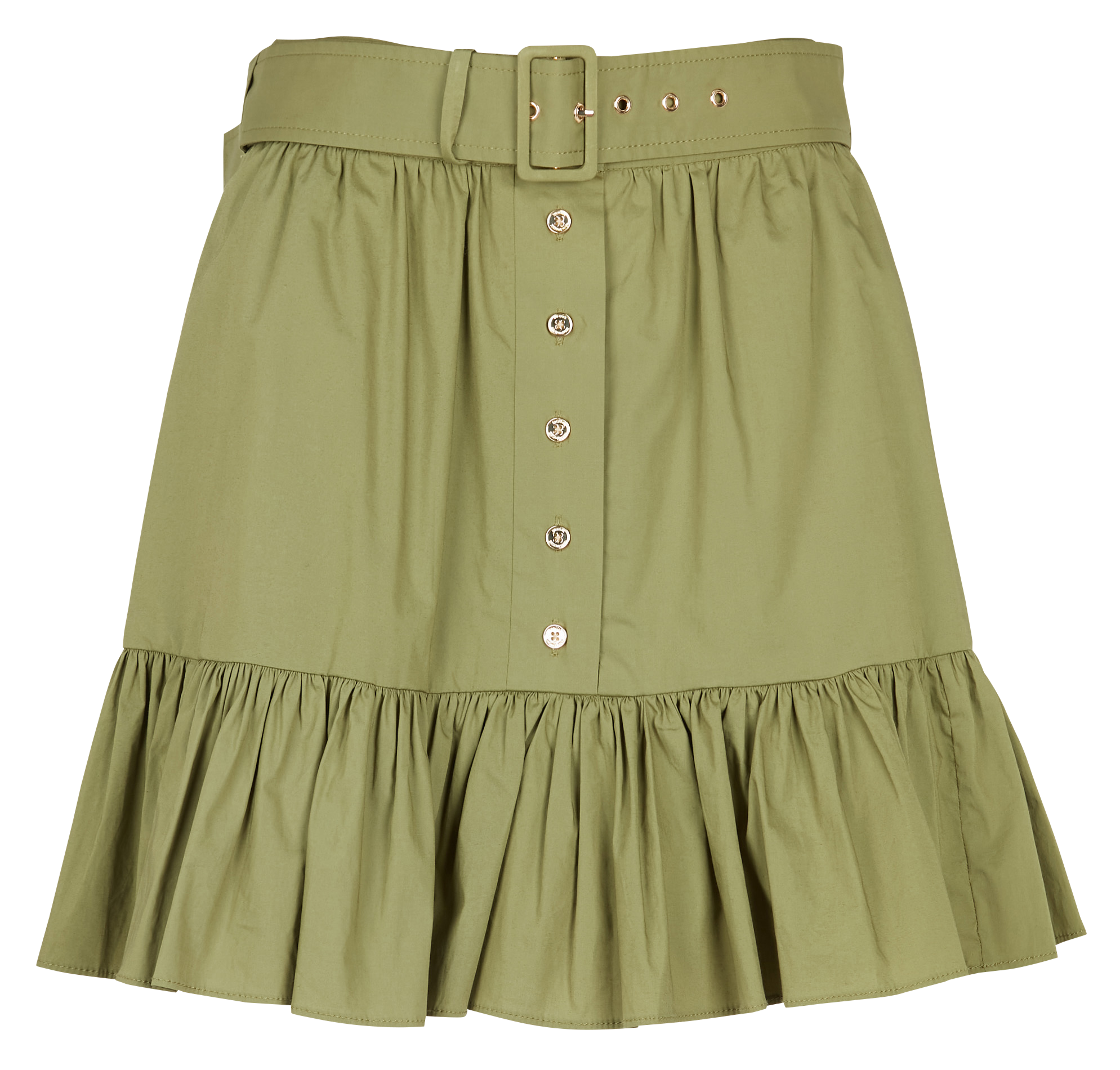 Jupe courte boutonnée en coton| Vert