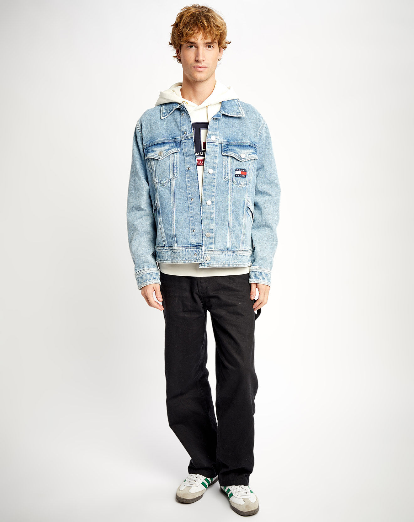 Tommy Jeans Veste en jean oversize Archive drapeau dos bleue