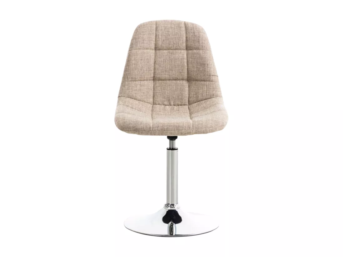 Lot de 2 Chaise de bureau - Tissu & Métal chromé - Crème - Emil