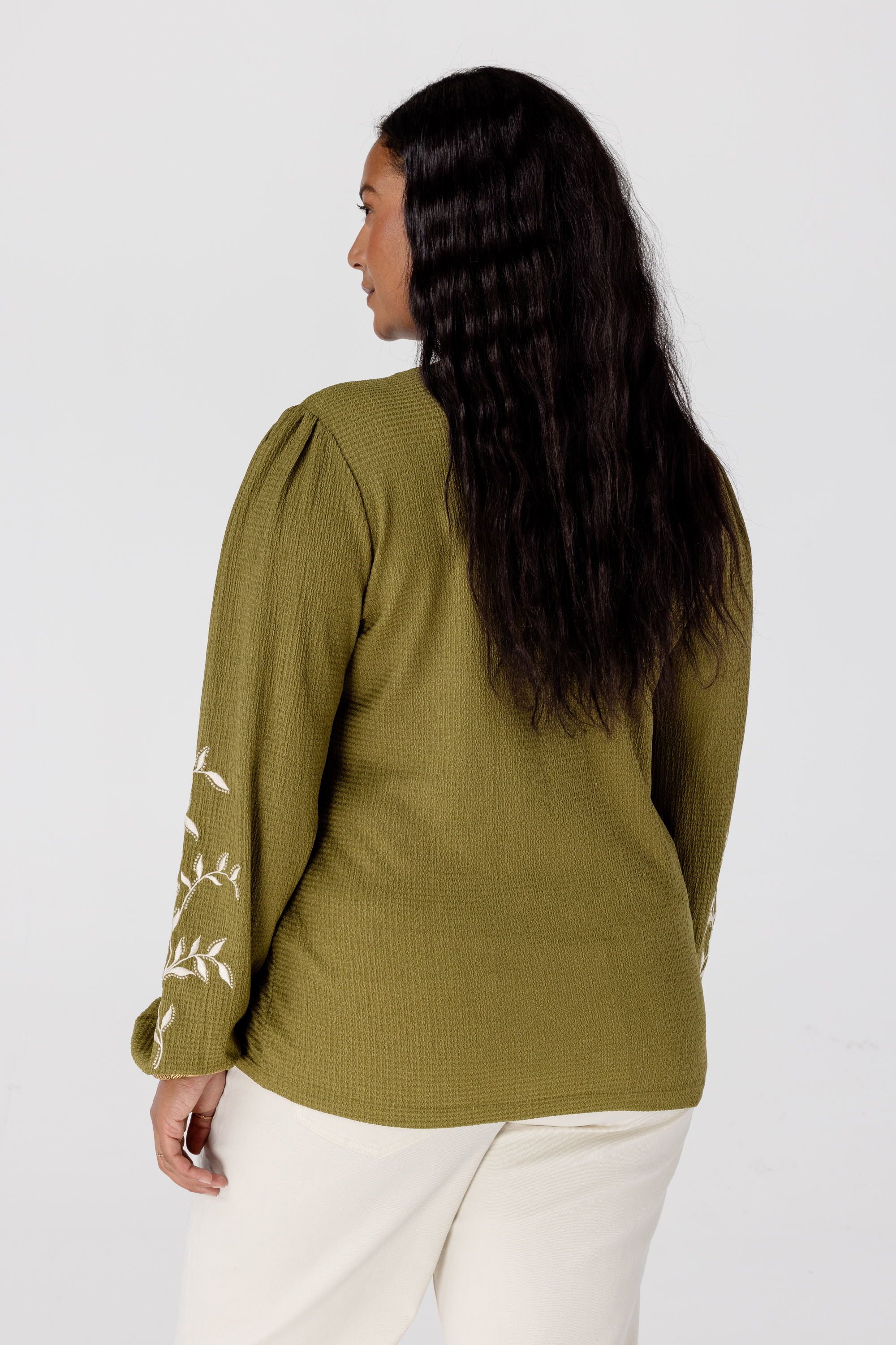 Top met borduursel Lime groen