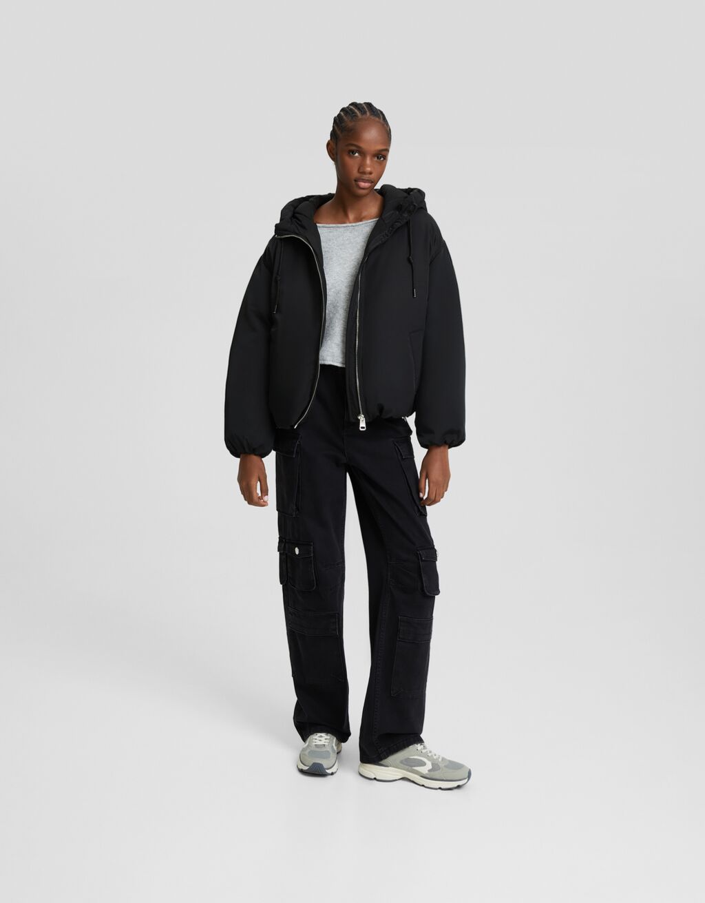 Jaqueta puffer com capuz