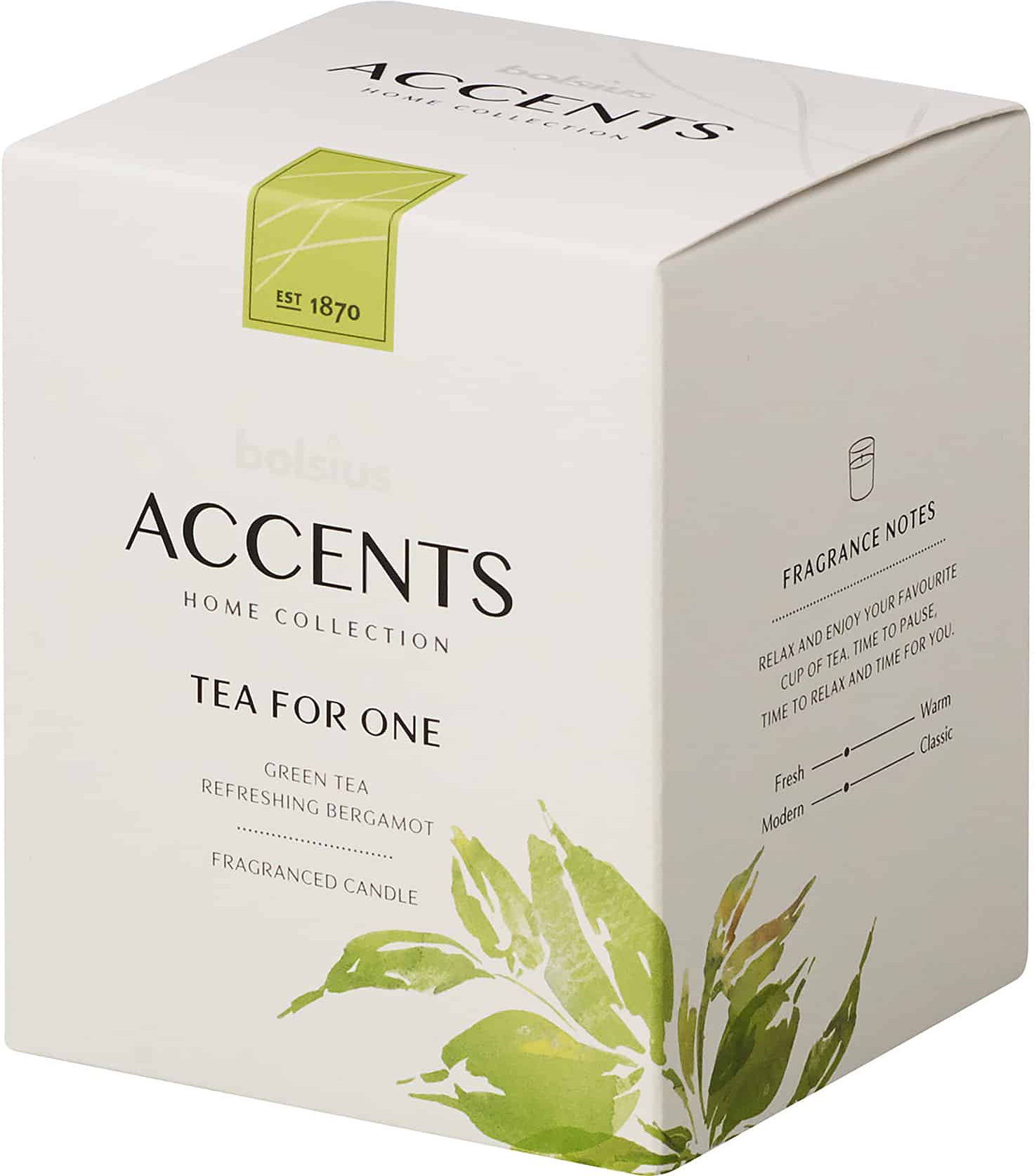 Bolsius geurkaars Accent Tea For One wit 33 uur D 8 H 10 cm