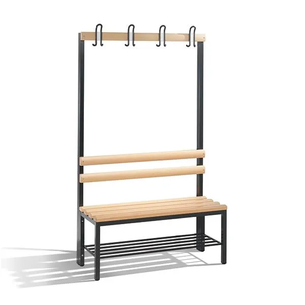 Bænk, CP Basic, 165 x 100 x 40,3 cm, med skohylde/knage bøg/antracit