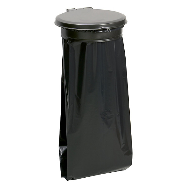 Support sac poubelle mural Rossignol anthracite avec couvercle 110 L